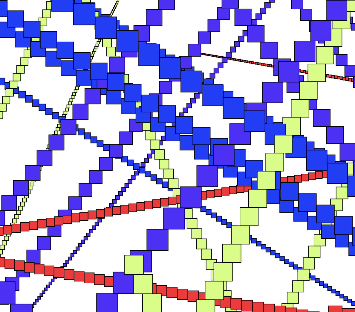 rectangle grid bounce color sound intense bleep bloop p5js